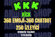 Kick 360 Emoji + 360 Chatbot+250 İzleyici(Türk)