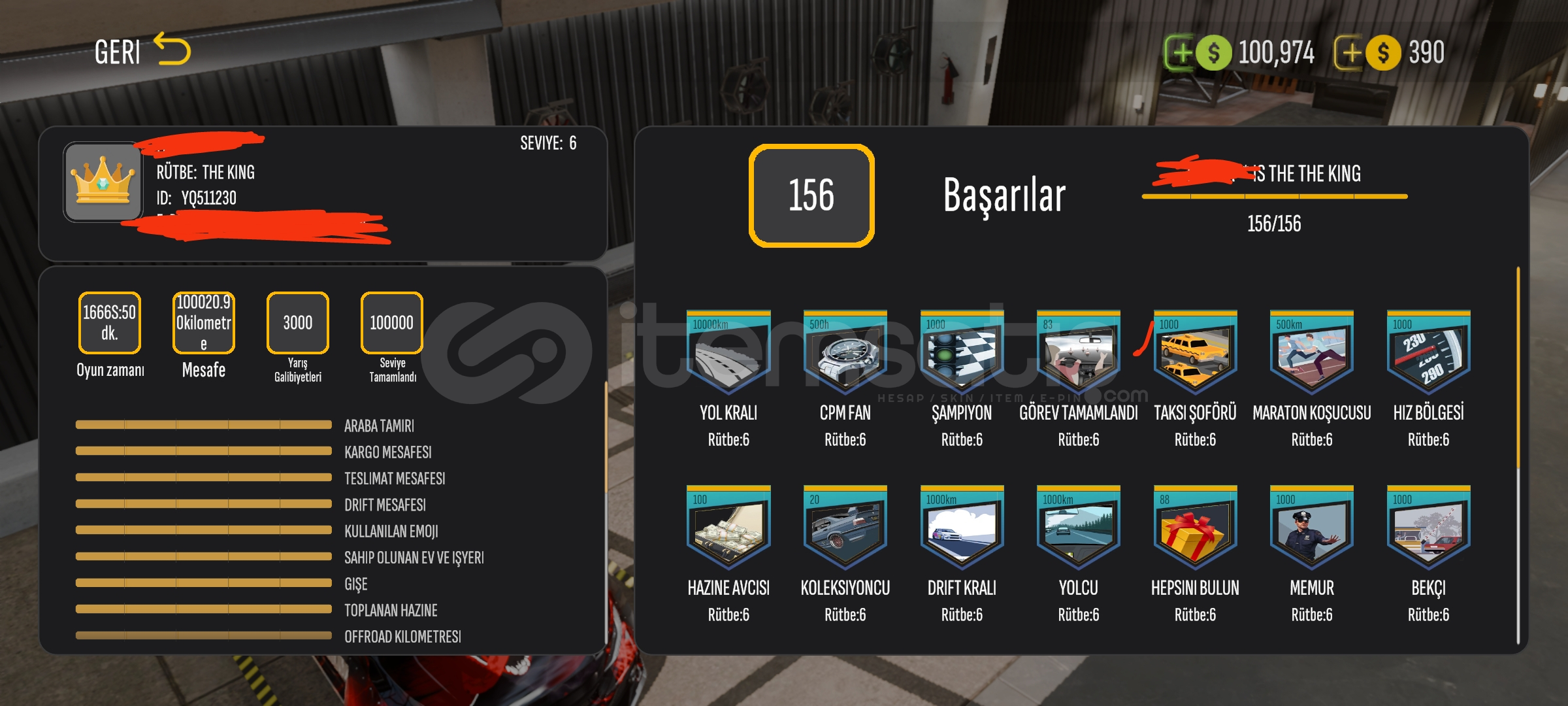 KİNG RANKLI VE REDROCKLU FULL CİZİM DOLU HESAP