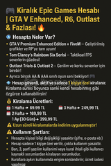  Kiralık Epic Games Hesabı | GTA V, FiveM, R6, 
