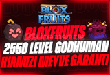 ⭐Kırmızı Meyve + Godhuman + 2550 Max Level (BF)