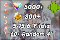 Kuzan + 5000 Elmas + 800 Altın + 5-15 6 Yıldız