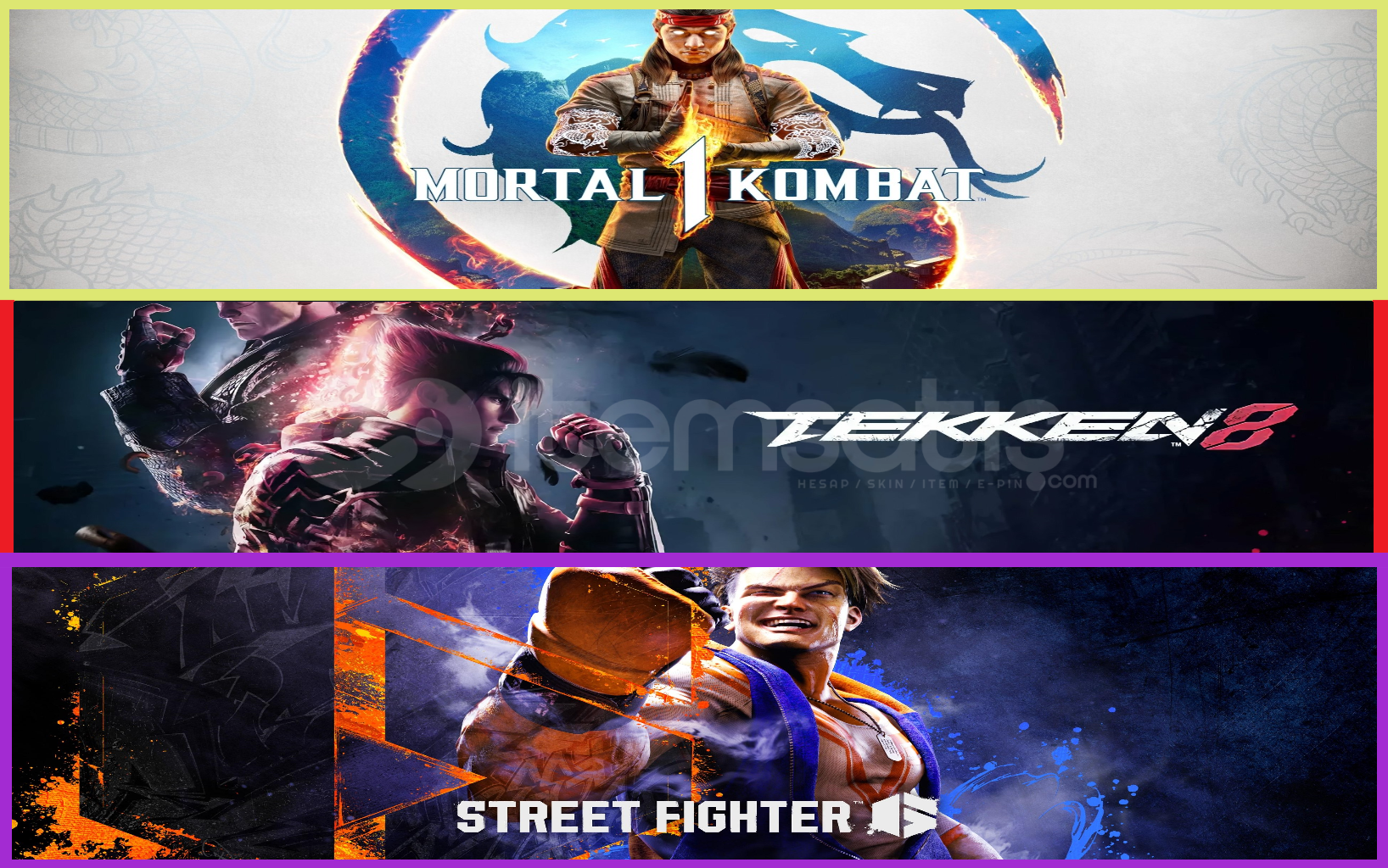 Mortal Kombat 1 + Tekken 8 + Street Fighter 6 Mortal Kombat 1 + Tekken 8 + Street Fighter 6
