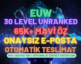 ⭐️LOL EUW 65K+ ÖZ 30 Level Unranked Hesap⭐️
