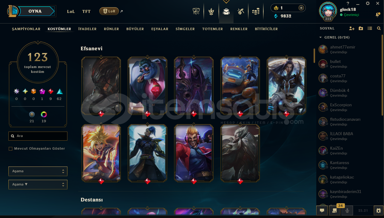 LOL TR - 123 SKİN FULL HERO 352 LVL HESAP LOL TR - 123 SKİN FULL HERO 352 LVL HESAP