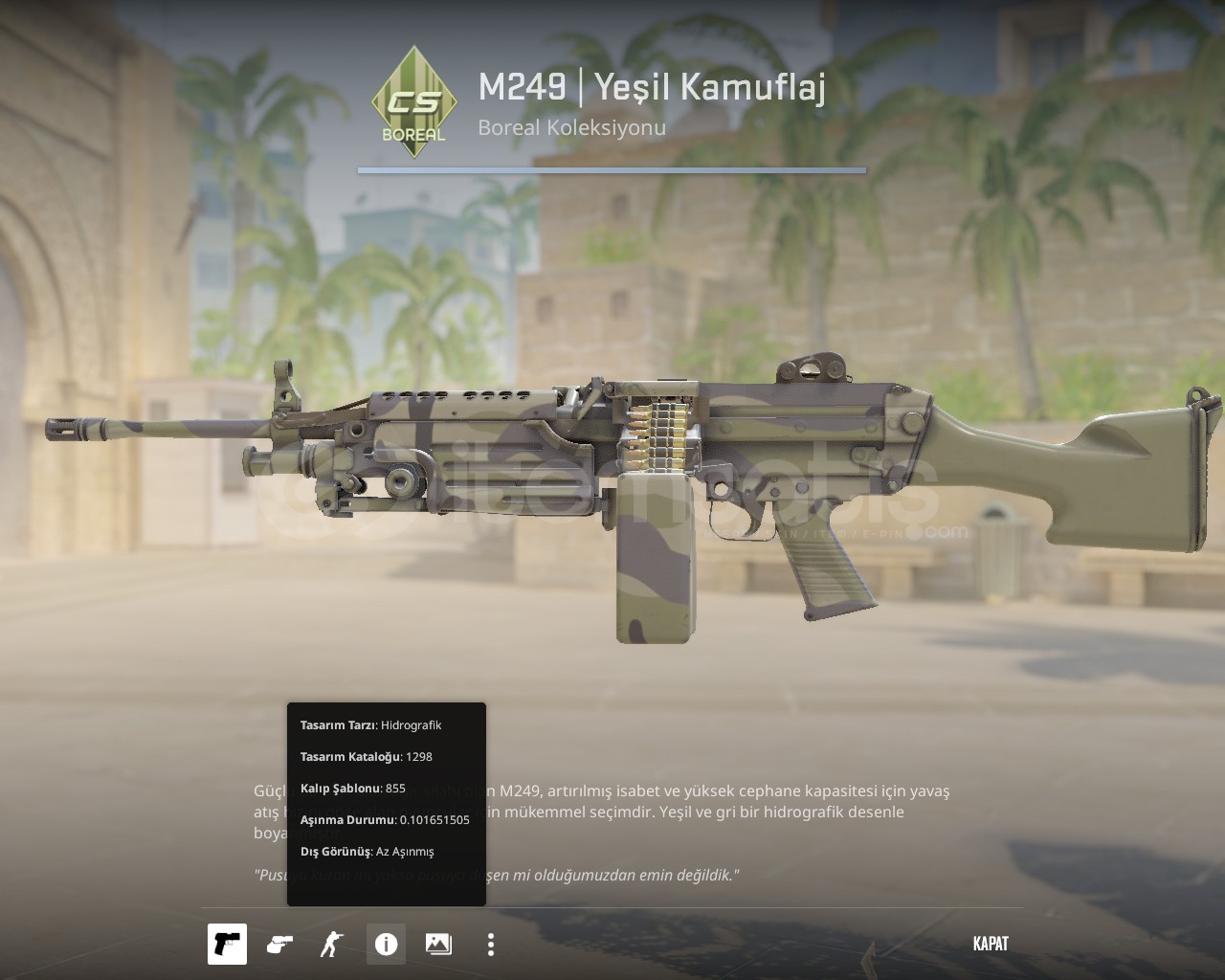 M249 | Yeşil Kamuflaj Az Aşınmış M249 | Yeşil Kamuflaj Az Aşınmış