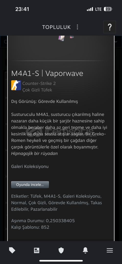 M4A1-S VAPORWAVE FLOAT:0,250338405 M4A1-S VAPORWAVE FLOAT:0,250338405