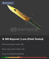 ★ M9 Bayonet | Lore (Field-Tested)