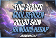MAİL DEĞİŞEN %100 EUW 20-120 SKİN RANDOM HESAP MAİL DEĞİŞEN %100 EUW 20-120 SKİN RANDOM HESAP