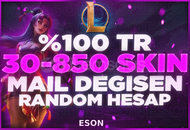 ⭐️[MAİL DEGİSEN] %100 TR 30-850 SKİN GARANTİ