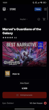 Marvel's Guardians of the Galaxy hesap