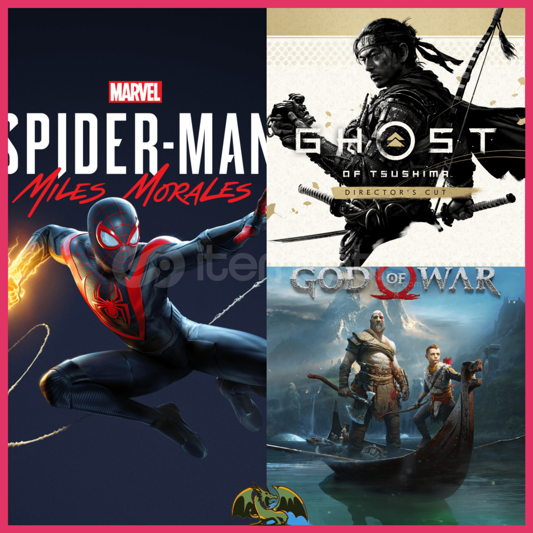 Miles Morales + Ghost of Tsushima + God Of War Miles Morales + Ghost of Tsushima + God Of War