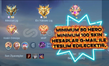 Min 80 Hero, Min 100 Skin Max Amblem Hesaplar Min 80 Hero, Min 100 Skin Max Amblem Hesaplar