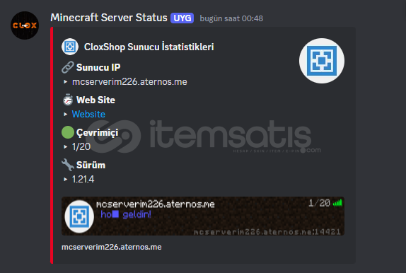 Minecraft Sunucuları için Discord Bot Gelişmiş Minecraft Sunucuları için Discord Bot Gelişmiş