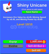Mining Sim 1 Shiny Unicane