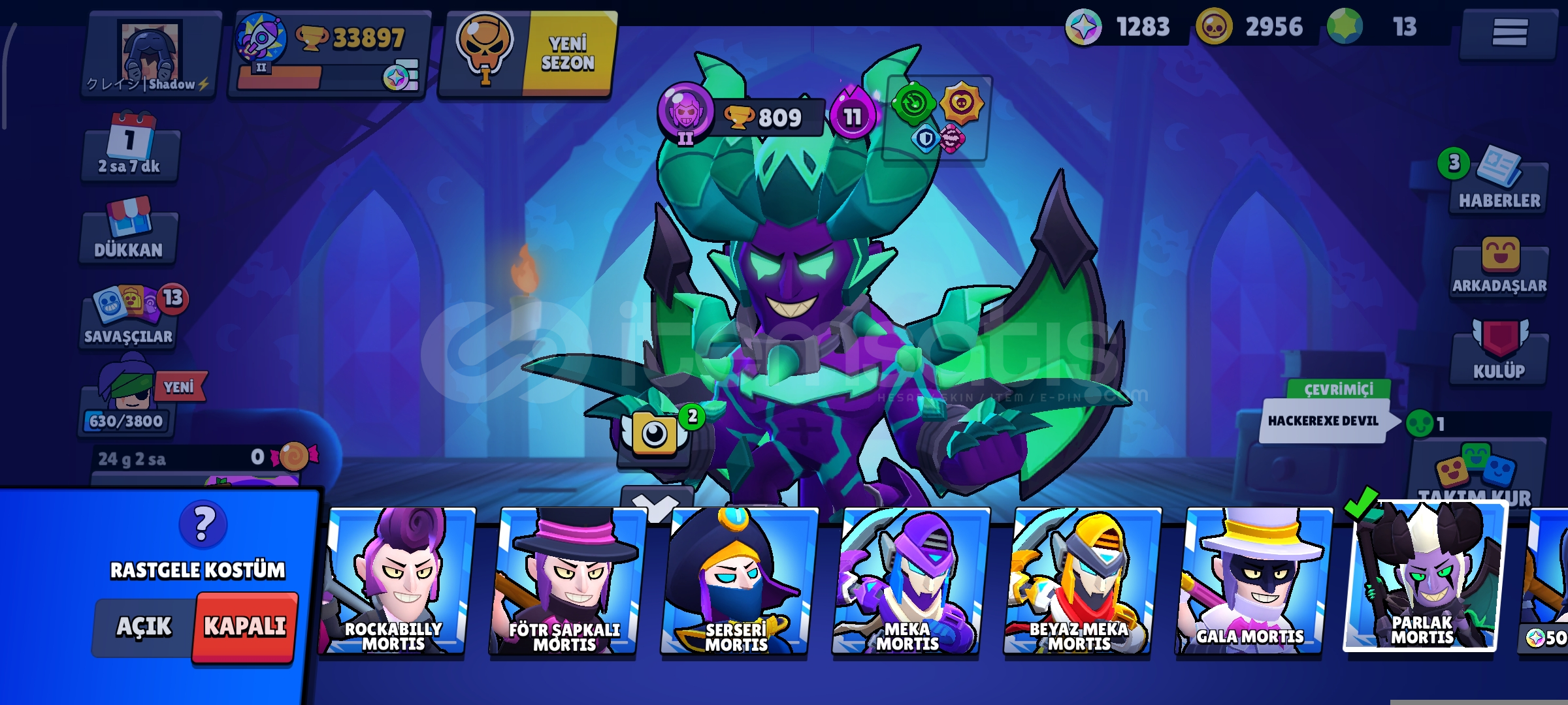 33K 5 tane hipersaj kostumlu mortis main hesap 33K 5 tane hipersaj kostumlu mortis main hesap