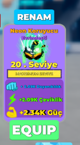 Muscle legends 2x neon evrimli 20 seviye pet