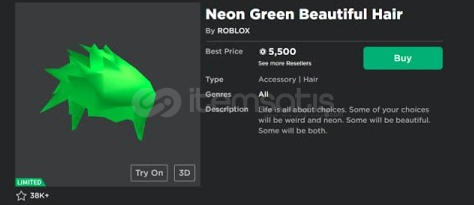 Neon Green Beautiful Hair (Limited) (Roblox - 1362789 | İtemsatış