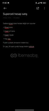 Not : sadece brawl stars hesabıni satamıyorum 