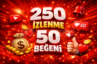 ⭐[ÖMÜR BOYU GARANTİ] Youtube 250-50⭐