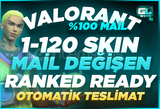 OTO⭐%100TR 1-120 SKİN Ranked Ready MAIL DEĞİŞEN