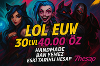 ⭐️BAN YEMEZ⭐️EUW 40K+ MÖ 30 Lvl Unranked Hesap