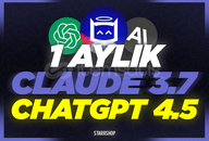 ⭐ Paylaşımsız - 1 Aylık Claude 3.7, ChatGPT Pro