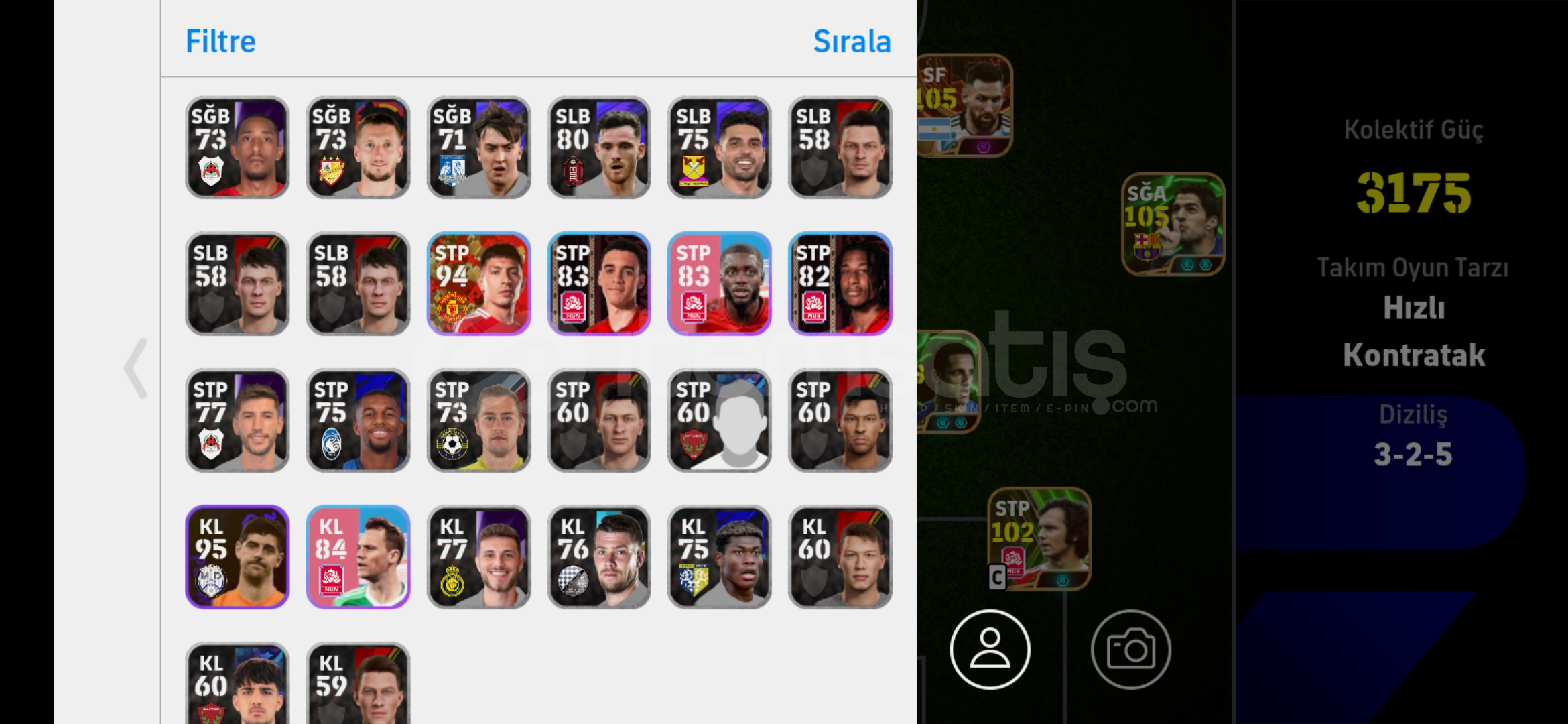 Pes hesabı satıyom 600tl 3175 kg 105 suarez var Pes hesabı satıyom 600tl 3175 kg 105 suarez var