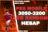 ⭐Pes mobile 3050-3200 kg arası random hesap⭐