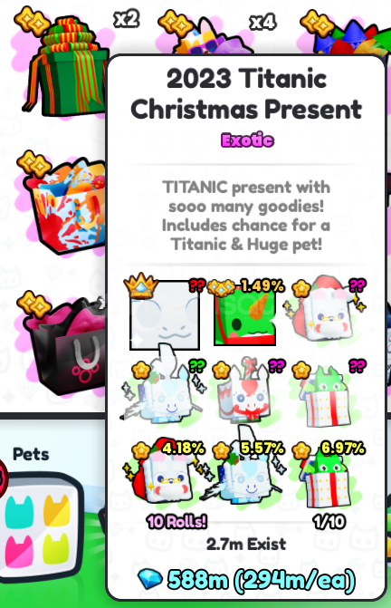 Pet sim99 2023 titanic christmast present /ucuz Pet sim99 2023 titanic christmast present /ucuz