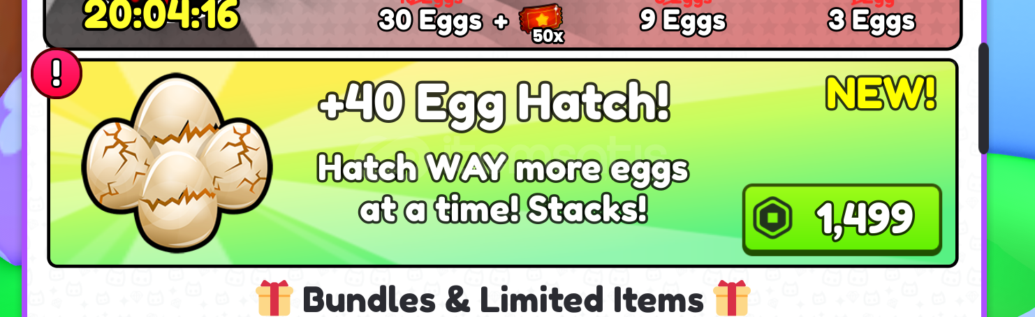 Pet Simulator 99 +40 Egg Hatch Pet Simulator 99 +40 Egg Hatch