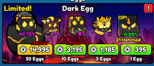 Pickaxe Simulator Dark Egg 50x