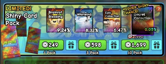 PLANTS VS BRAINROTS 1 SHINY CARD PACK