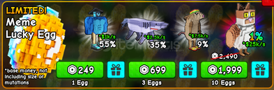 Plants vs Brainrots 3x Meme Lucky Egg