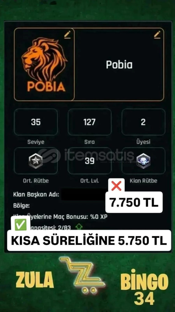 POBİA ÖZEL LOGOLU KLAN 5750 TL POBİA ÖZEL LOGOLU KLAN 5750 TL