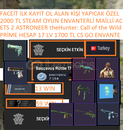 PRİME HESAP 17 LV 1700 TL CS GO ENVANTERLİ ETS2