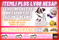 PLUS EXTRALI BOL SKINLI | LEVEL 80 | 1500G COIN