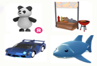 R Panda + Hotdog Stand + Axel + Shark Adopt Me