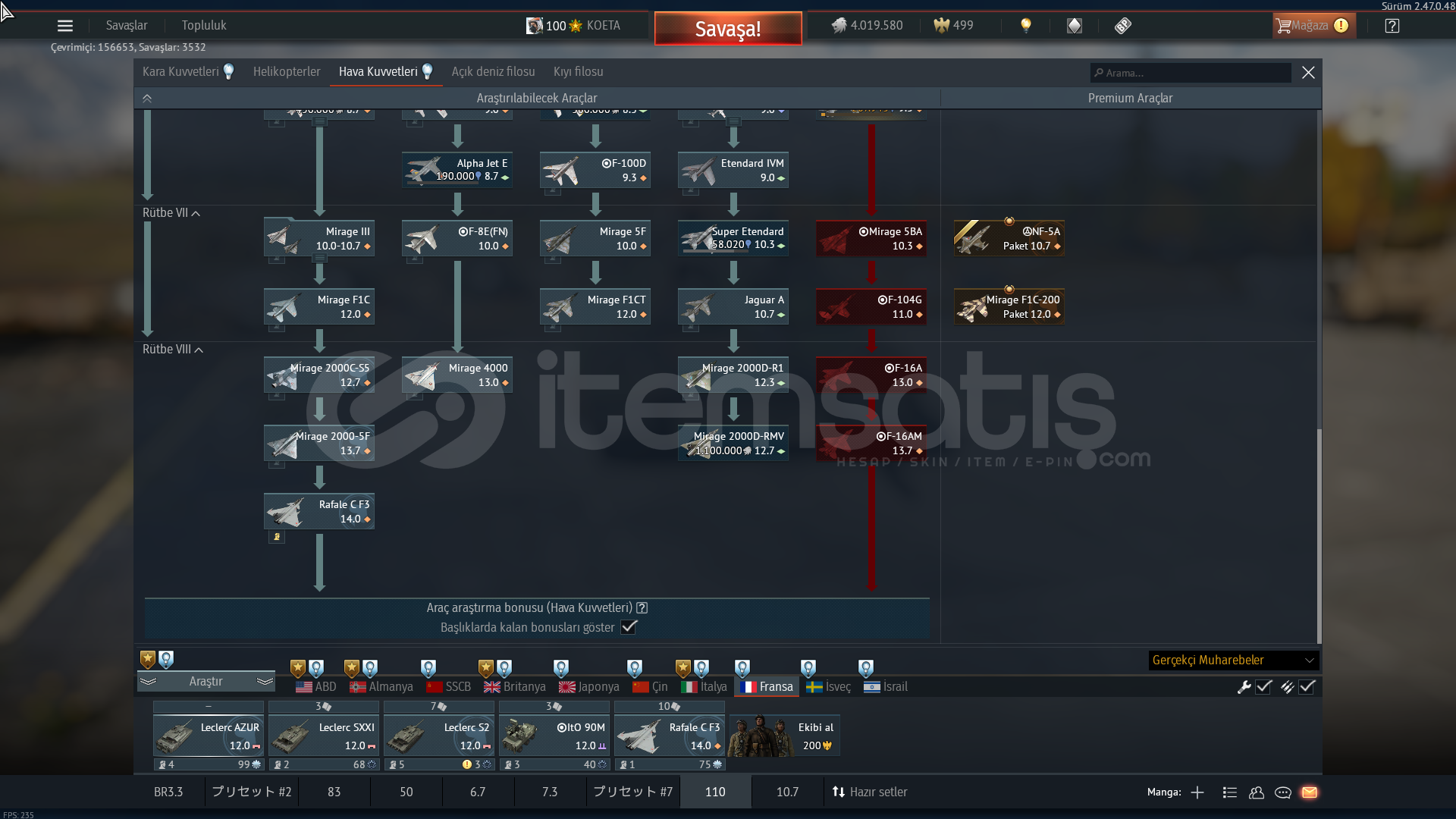 RAFALE C F3 LECLERC AZUR ITO 90M IPM1 A-10A RAFALE C F3 LECLERC AZUR ITO 90M IPM1 A-10A