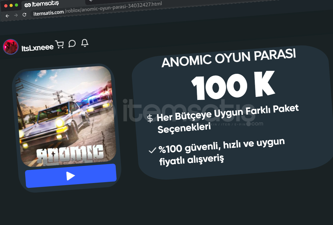 Roblox Anomic 100K Oyun Parası Roblox Anomic 100K Oyun Parası