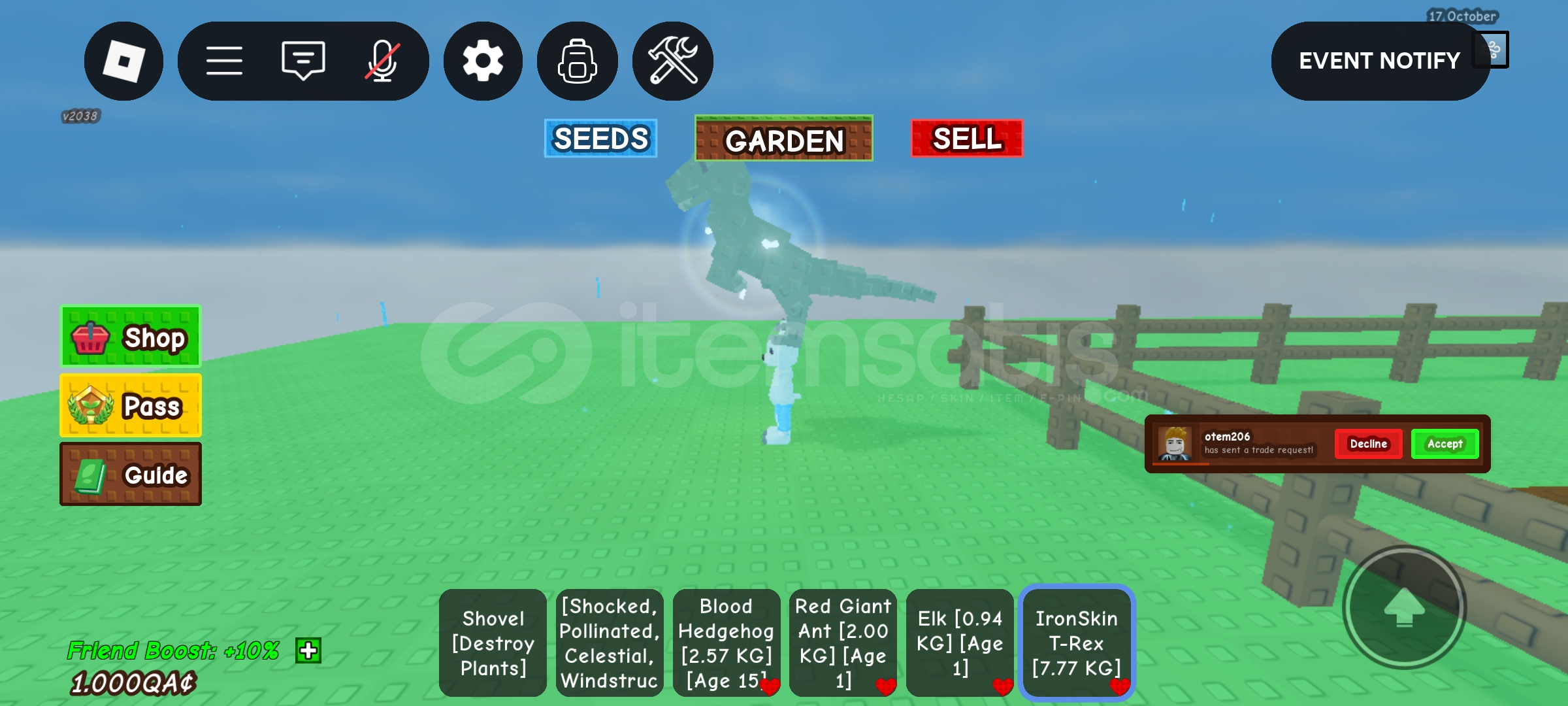 ROBLOX GROW A GARDEN İRON REX MUTASYON  ROBLOX GROW A GARDEN İRON REX MUTASYON