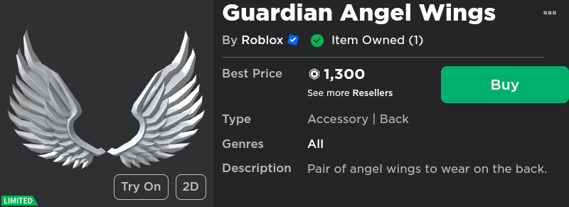 ROBLOX LİMİTED Guardian Angel Wings