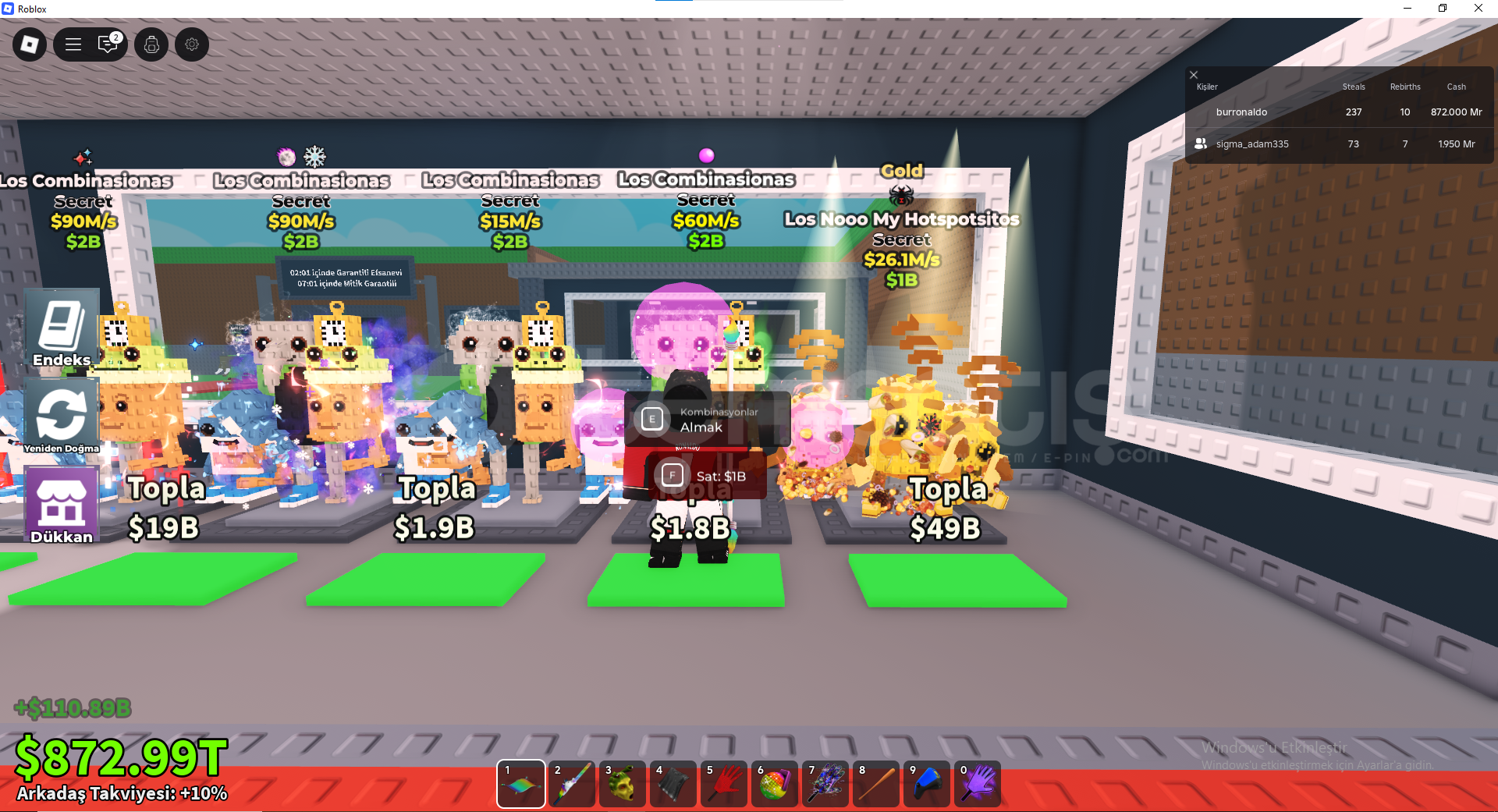 ROBLOX STEAL A BRAINROT 60M LOS COMB İLANI ROBLOX STEAL A BRAINROT 60M LOS COMB İLANI