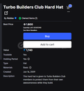 Roblox Turbo builders club hat