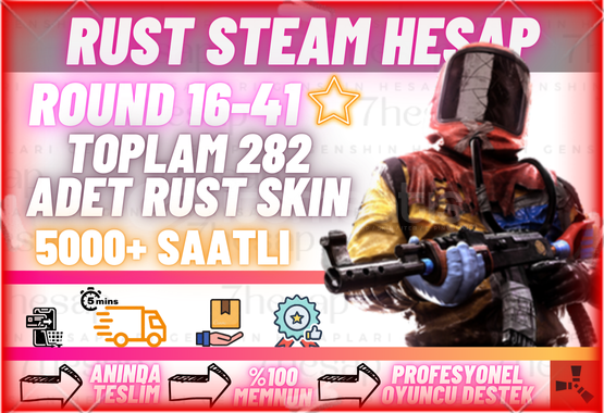 ⭐Round. 16-41⭐5.000+ SAAT SKİNLİ RUST HESABI⭐ ⭐Round. 16-41⭐5.000+ SAAT SKİNLİ RUST HESABI⭐