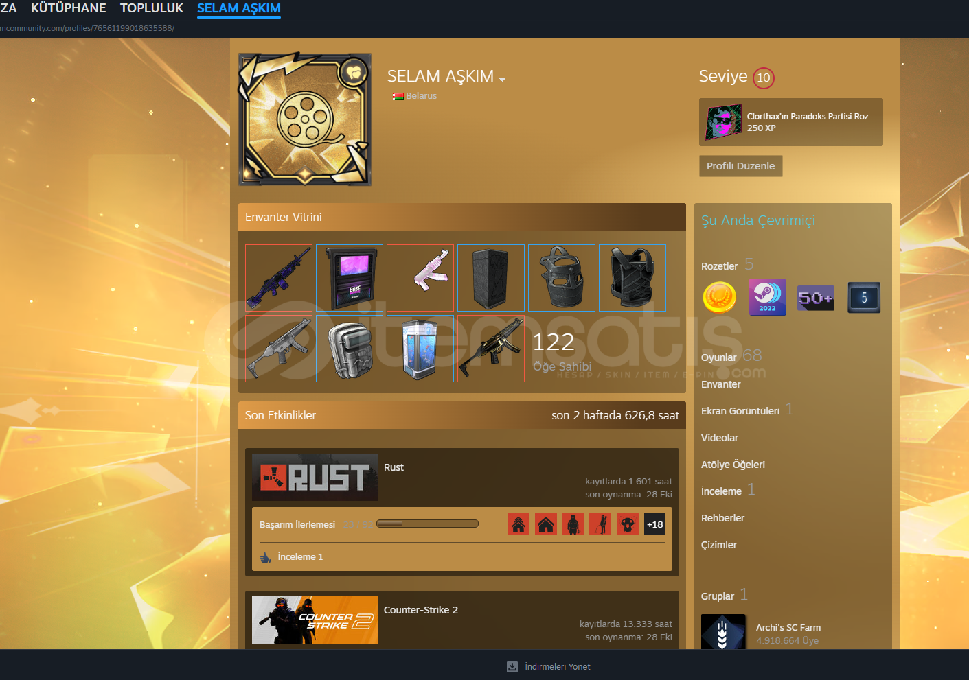 rust !!!+1600 saat 68 skin ilk mail 68 oyun  rust !!!+1600 saat 68 skin ilk mail 68 oyun