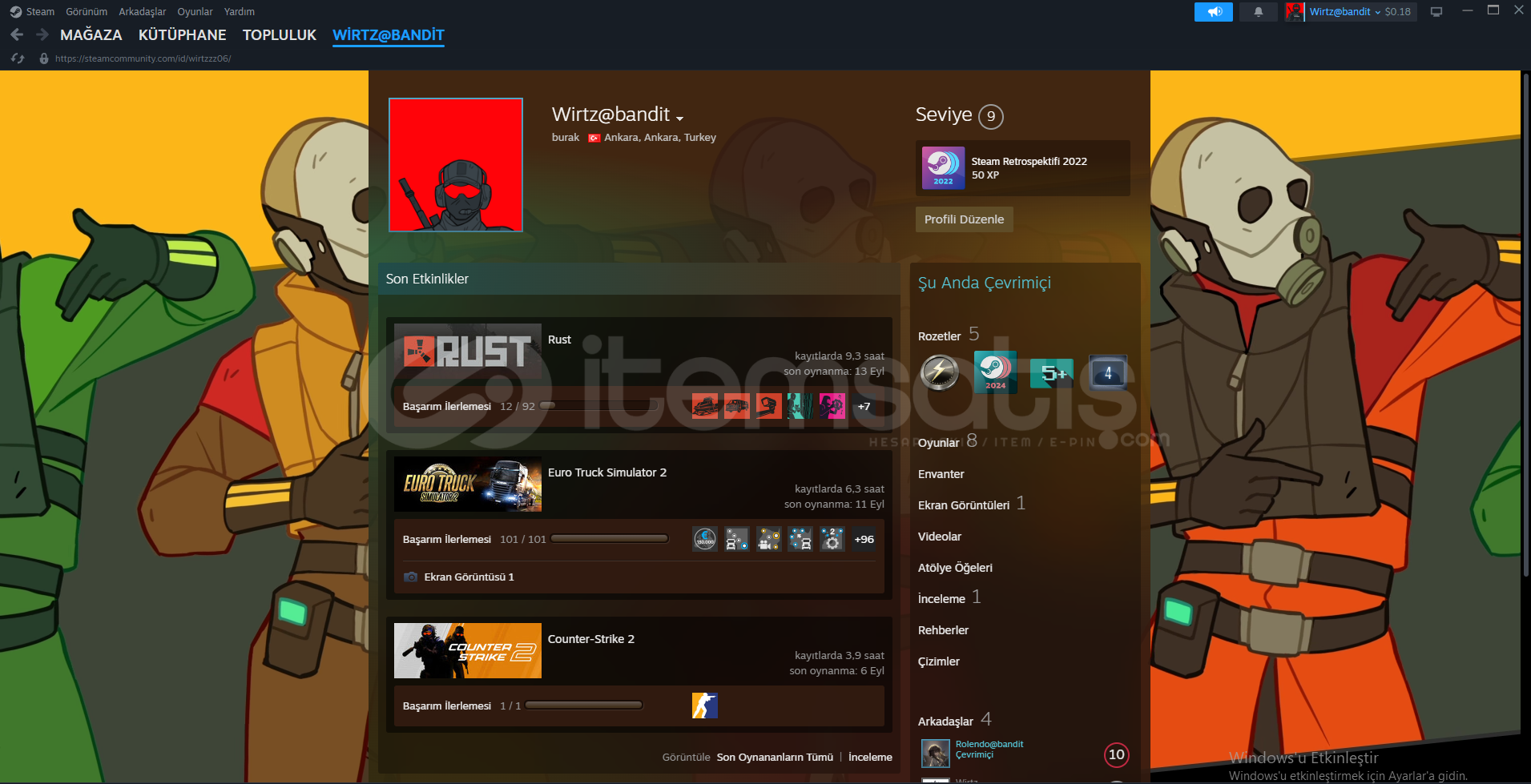 RUST LU BANDİTLİ HESAP BANDİT 8 SV STEAM 9 SV RUST LU BANDİTLİ HESAP BANDİT 8 SV STEAM 9 SV