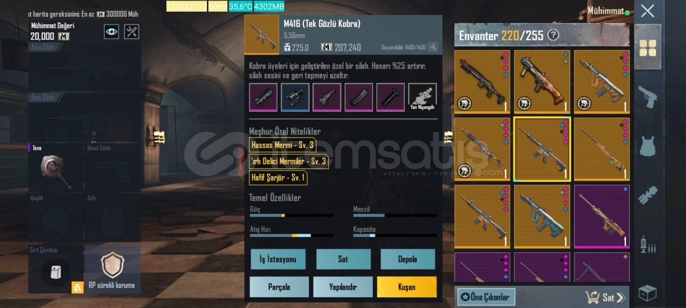 Sarı M416 (KOBRA) MÜKEMMEL ÖZELLİKLER Sarı M416 (KOBRA) MÜKEMMEL ÖZELLİKLER