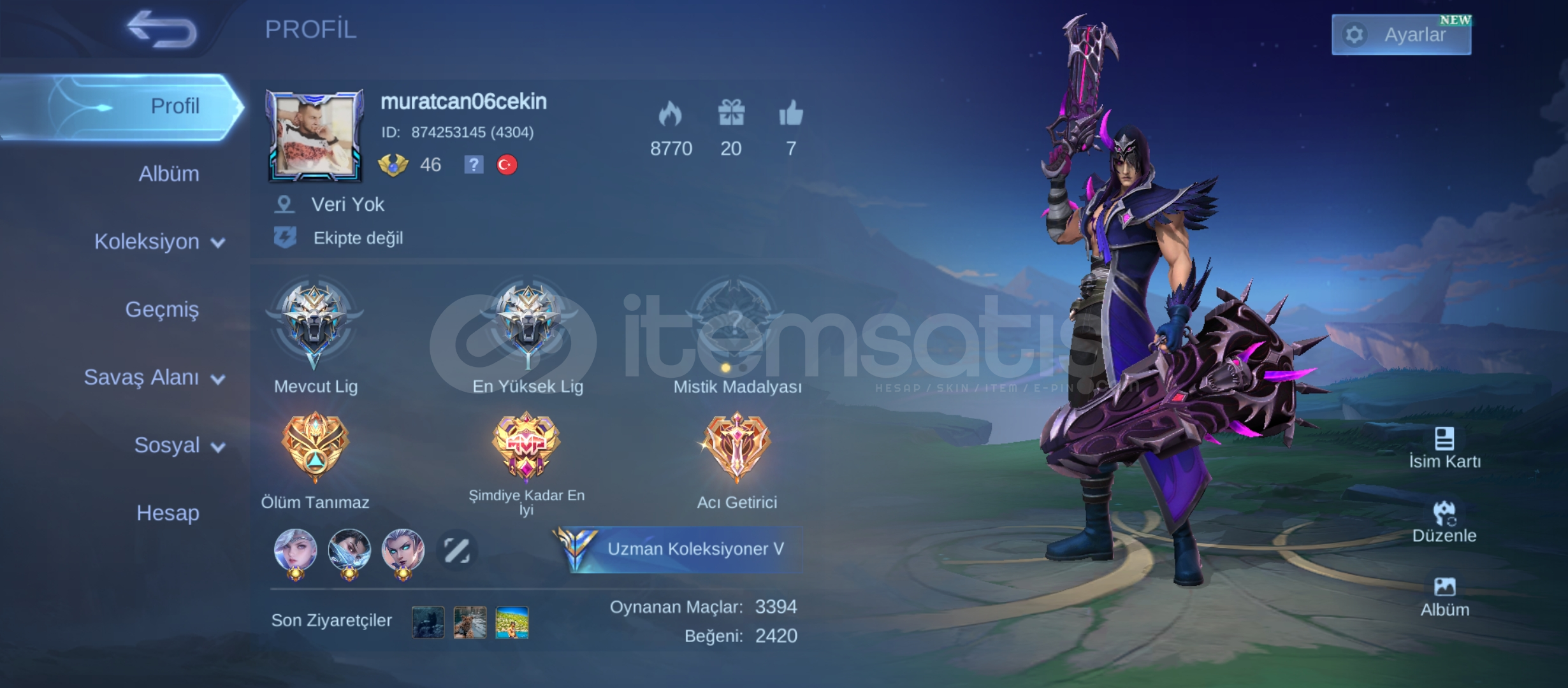Satılık mobile legends bang bang  Satılık mobile legends bang bang