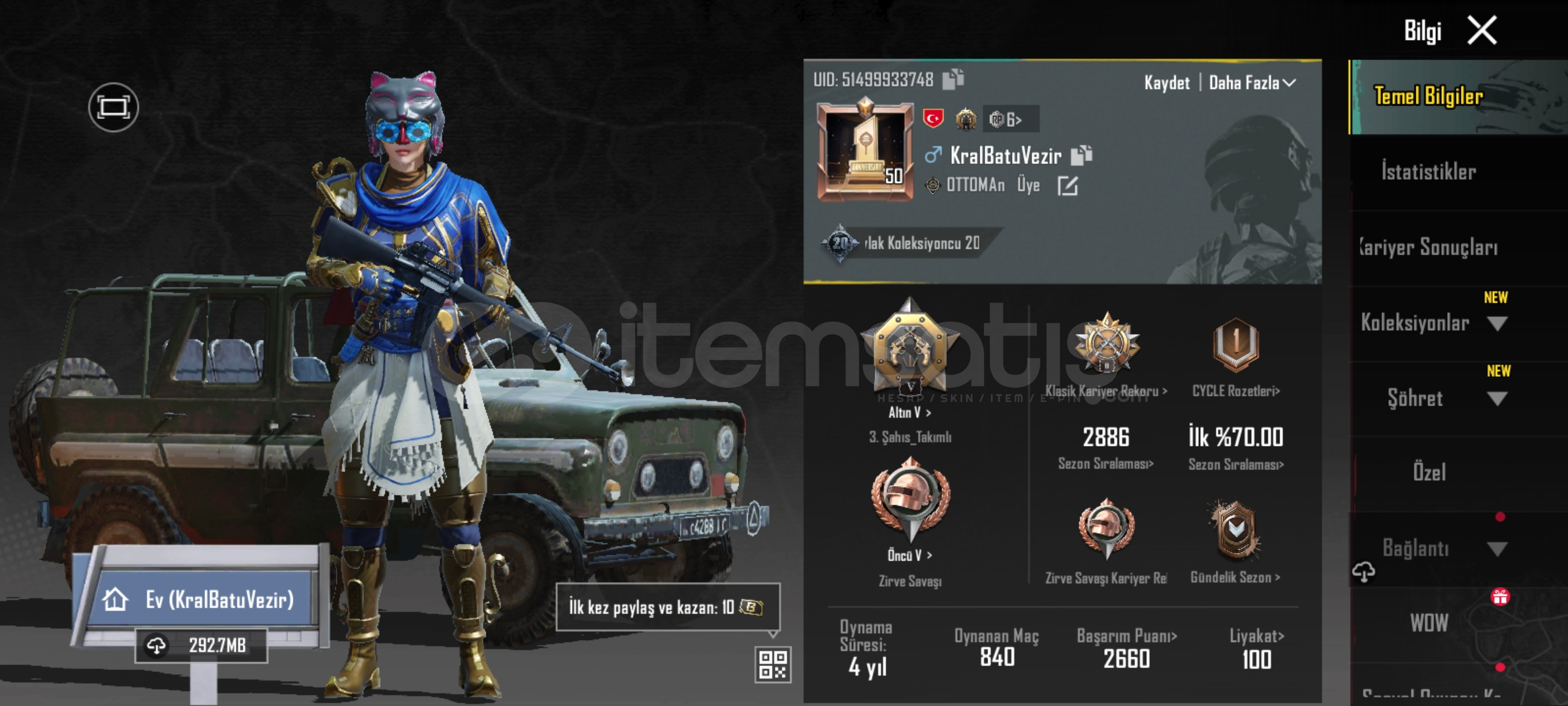Satılık pubg mobil hesabı 50 seviyeli Satılık pubg mobil hesabı 50 seviyeli