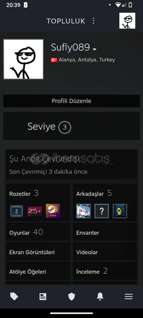 Satılık Steam hesabı  Satılık Steam hesabı